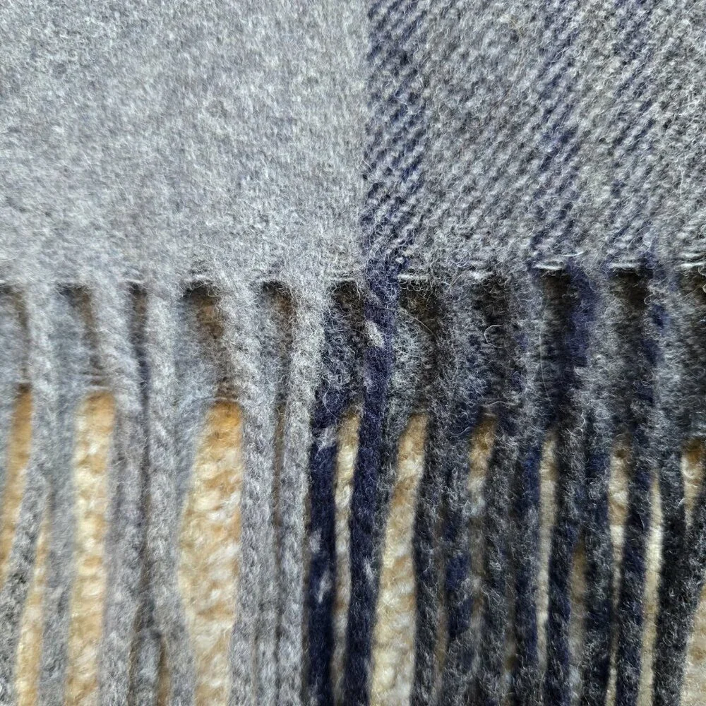 NWT Italian Woolen Treasures Wool Plaid Fringe Scarf